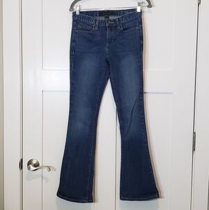 Calvin Klein Flare Stretch Blue Denim Jeans Size 2 X 32 Whiskering Fading